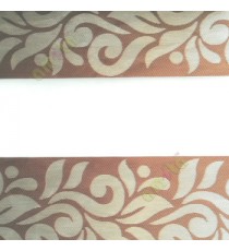 Beige brown color traditional design textured finished background with transparent net finished fabric zebra blind